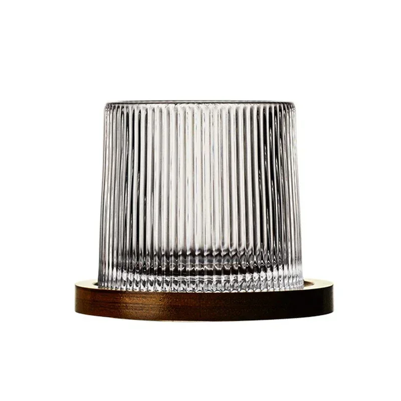 Retro Whiskey Glass With Bamboo Coaster