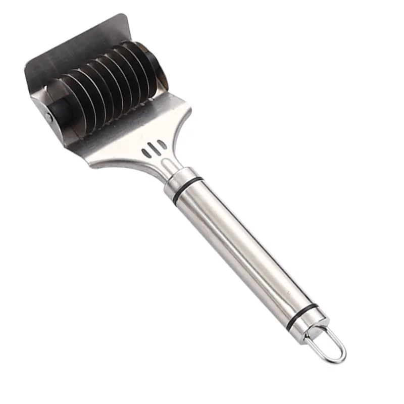 Stainless Steel Pasta Noodle Cutter Pasta Spaghetti Maker Noodle Lattice Roller Handheld Dough Cutter for Kitchen Cook MS-343-2
