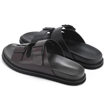 Sandali alla moda in pelle di vitello Comode pantofole antiscivolo Strato superiore in pelle bovina Vamp Suola in EVA Grossisti Scarpe casual da uomo online 1