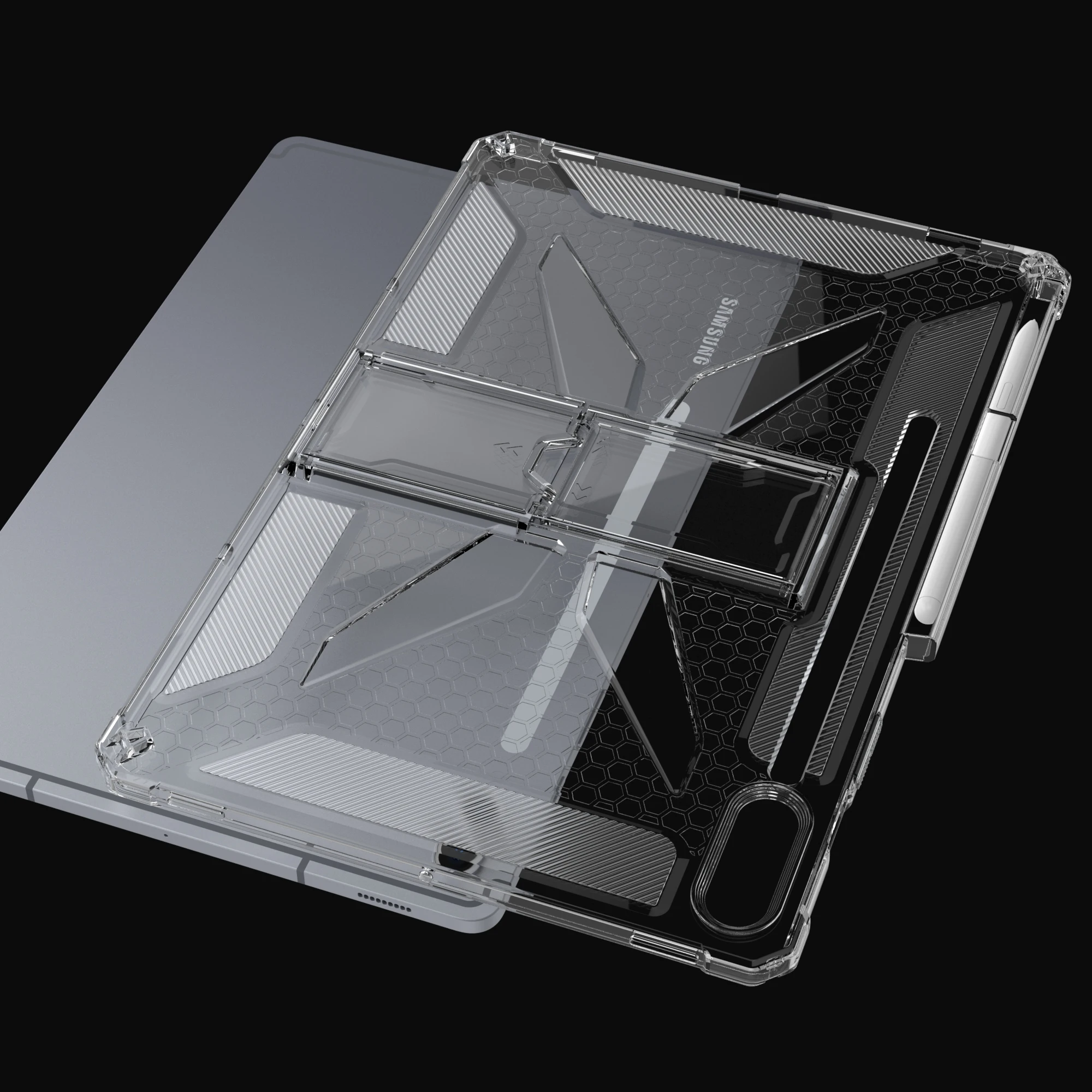 Transparent Soft TPU Tablet Case with Stand & Pen Slot - 12.4''