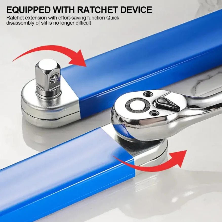 Multifunctional Car Offset Extension Wrench with 4 Adapters Dual-purpose Impact Socket Ratchet Wrench Automotive Hand Spanner