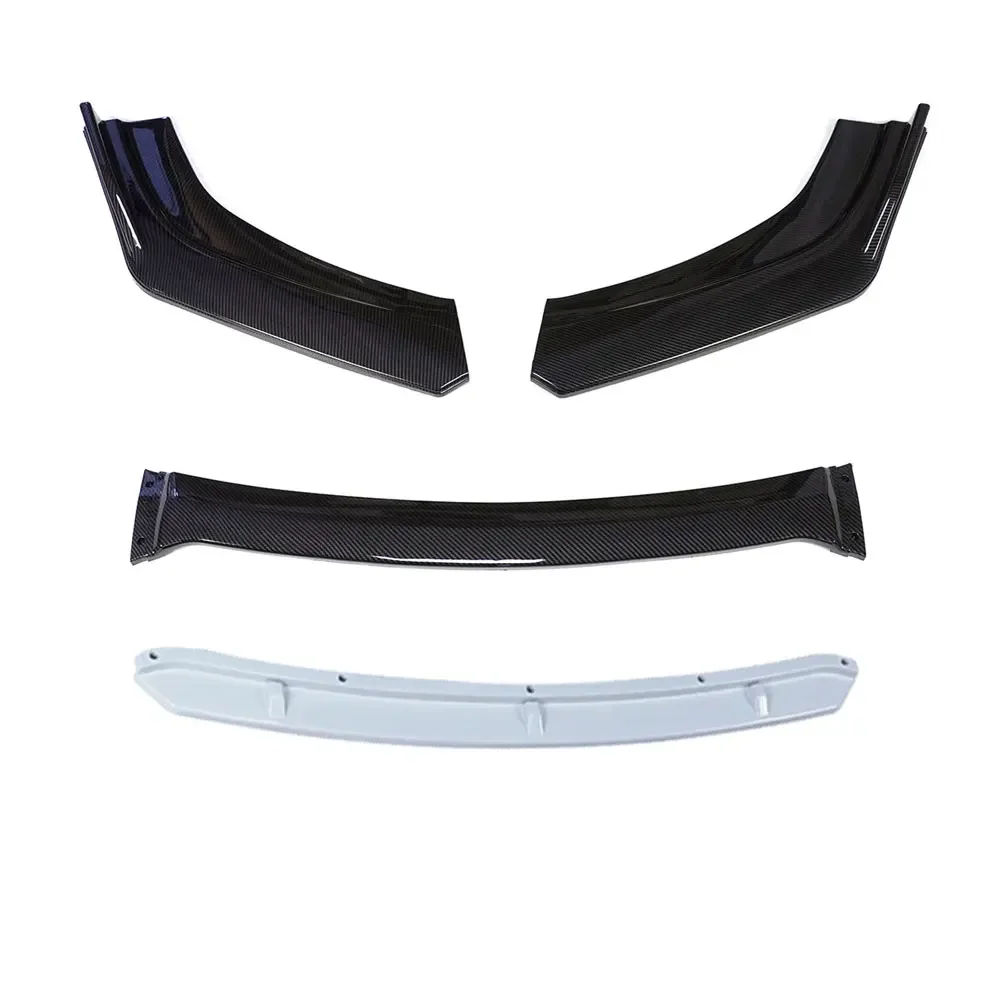 thumbnail image 1 of Kit de 4 piezas de parachoques delantero universal para coche, difusor divisor de alerón, fibra de carbono roja y blanca, 1 of 5