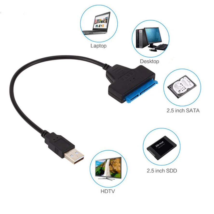 SATA to USB 3.0 / 2.0 Cable Adapter for 2.5 Inch External HDD SSD