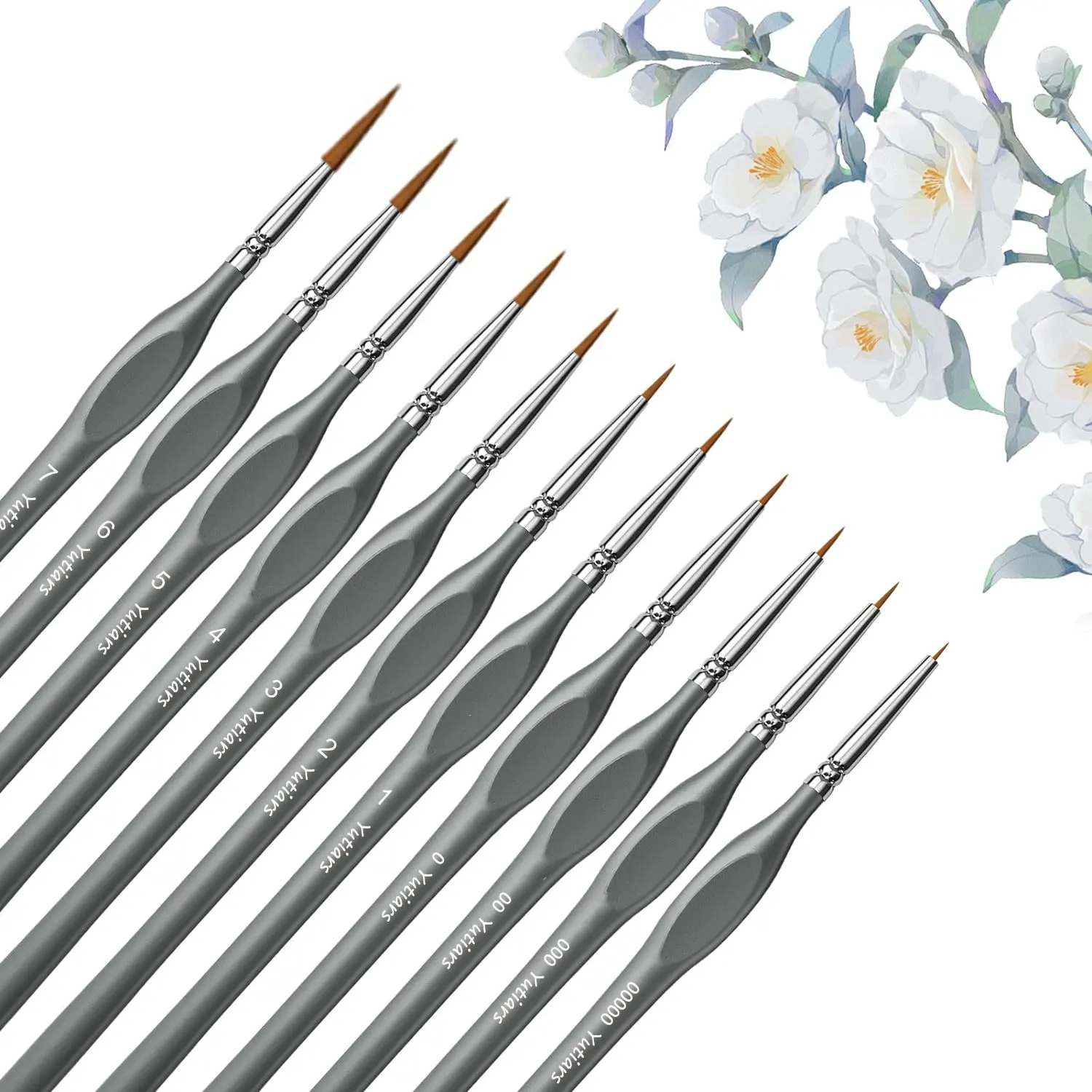 Precision Miniature Paint Brushes Set with Triangular Grip Handles - 11-Piece Fine Tip Art Collection