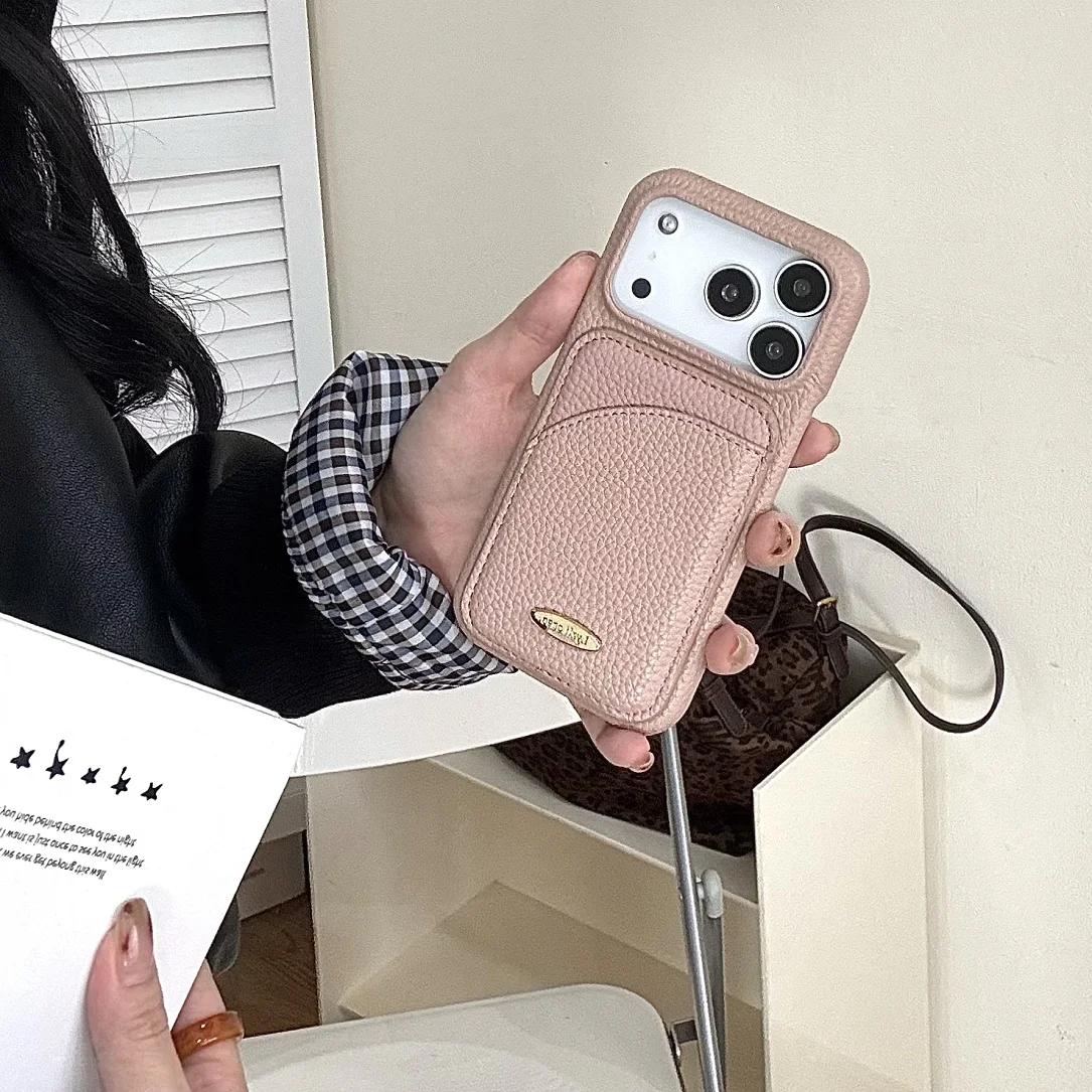 Luxury Elegant Leather Card Slot Wallet Case with Card Holder and Shell Phone Cover