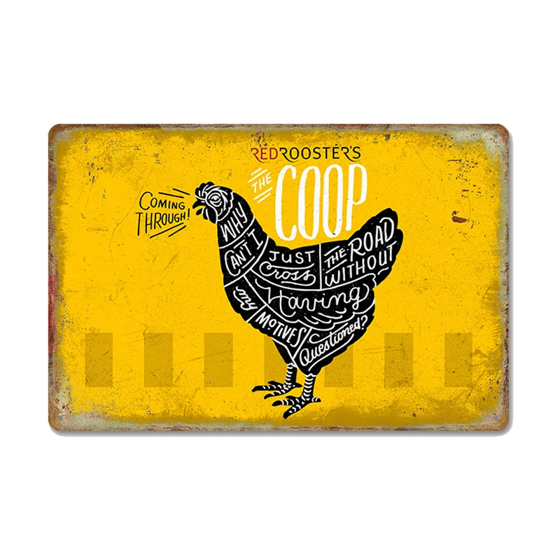 Chickens Tin Signs Metal Vintage Poster Rooster Hens Eggs Retro Plaque Wall Stickers Painting for Farm Door Home Decor welcome beer zone license plate wall home decor for store club vintage road guide metal signs tin painting plaques iron poster