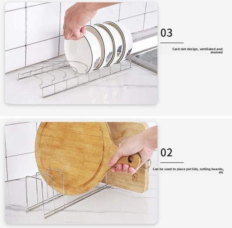 Stainless Steel Dish Draining Rack Multipurpose Silver Plates Storage Rack Space Saving Bowls Plates Drainer Holder Kitchen