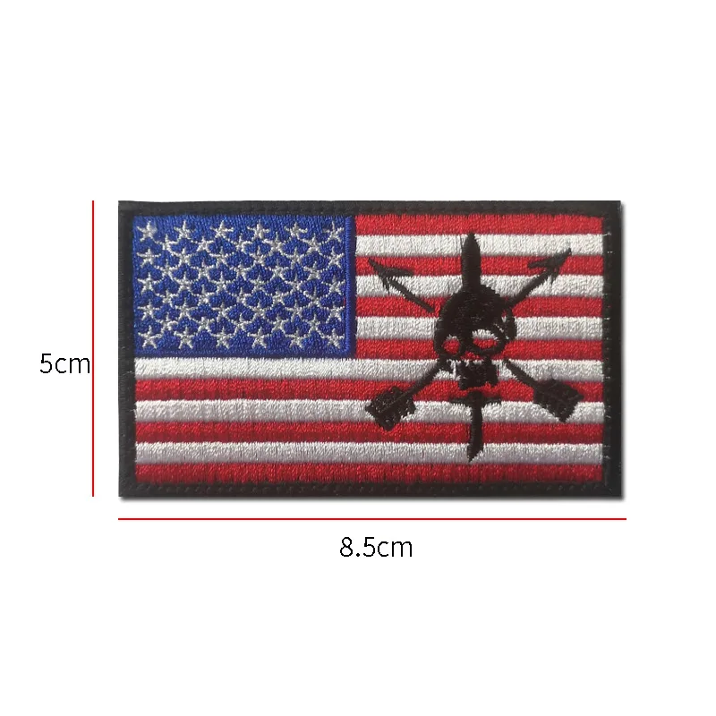 דגל ארה"ב אמריקה Chevrons PATCH IR רפלקטיבי גולגולת פיראט פסים הוק לופ תגיות אפליקציה