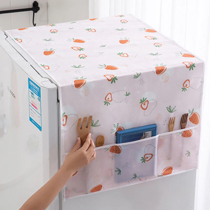 Dust Cover Refrigerator Dust Cover with Storage Bag Washable Multi-purpose Printing Protection Cover for Household Washing Machine Cabinet