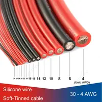 Fil électrique de panneau solaire, câble en Silicone résistant à la chaleur rouge noir 24 22 20 18 16 14 12 10 8 6 4 awg pour batterie automobile 1