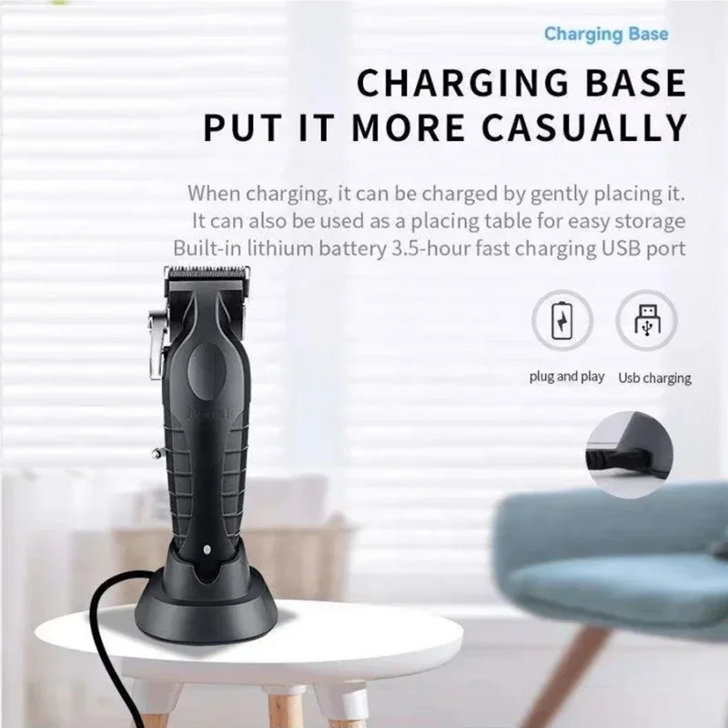 Kemei KM-2296 Electric Clipper Cross Border Electric Clipper With Base USB Oil Head Engraving Clipper Hair Salon Barber 3