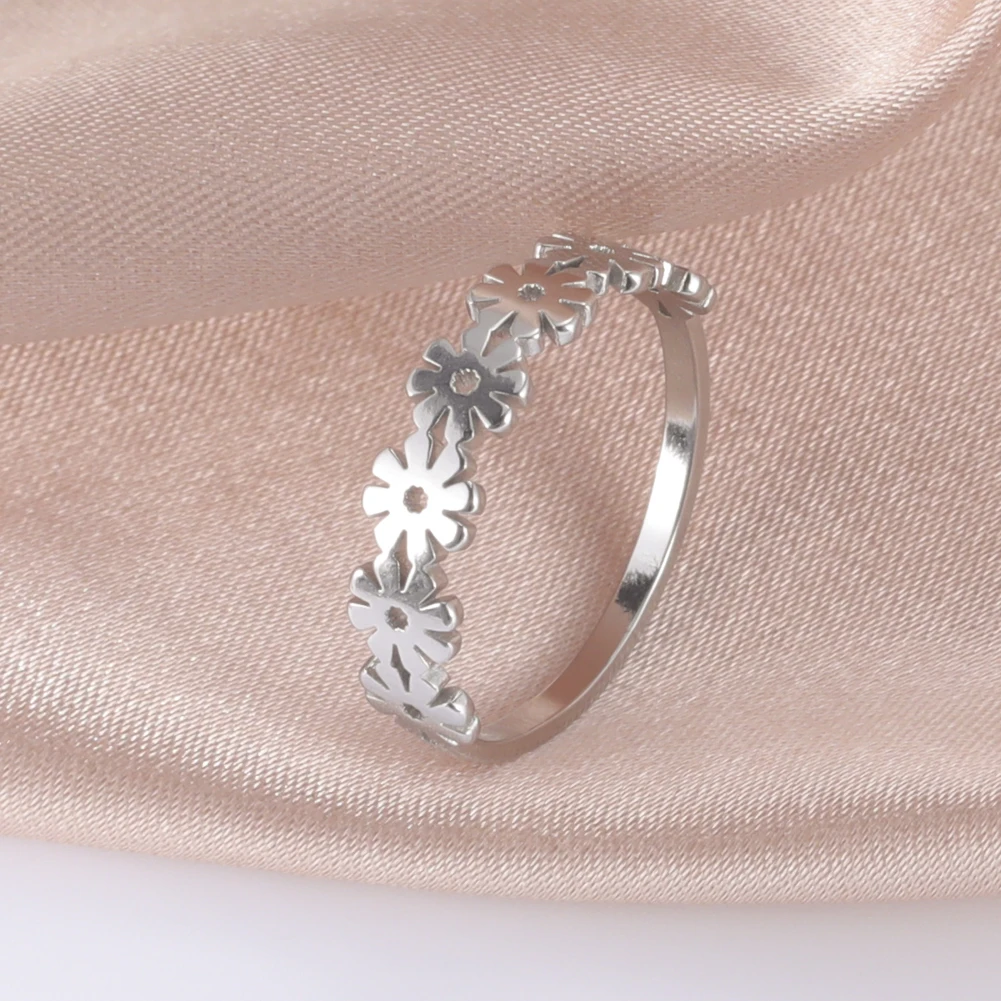 Teamer Edelstahl ringe für Frauen Blumen herz verstellbarer Fingerring Mode Party Schmuck geometrische ästhetische offene Ring