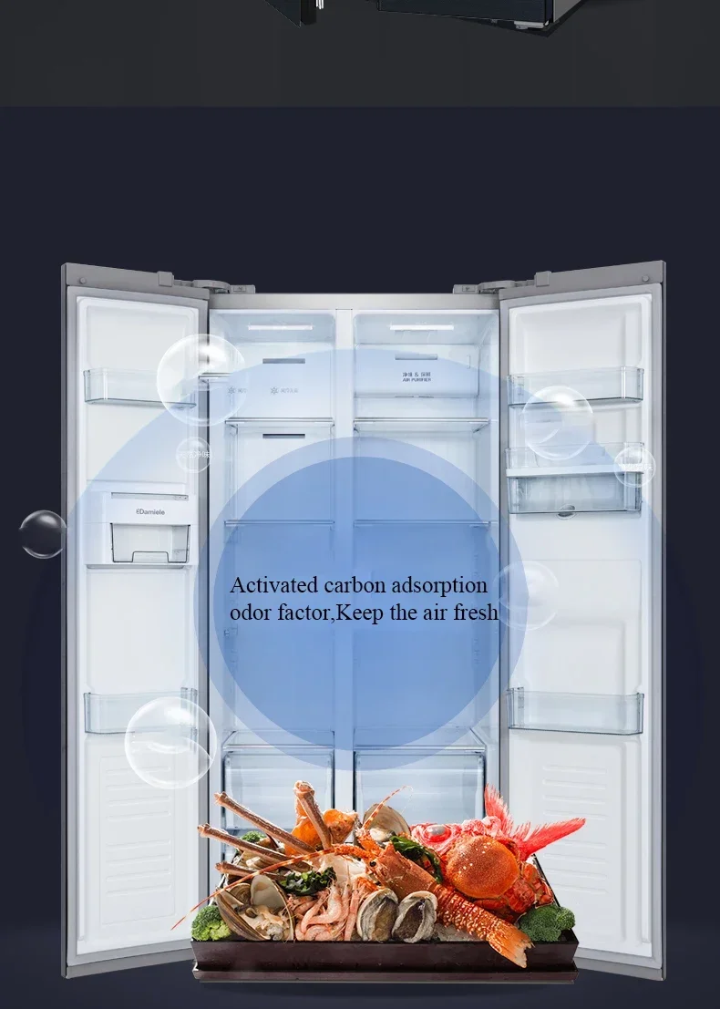 601L 2-Door French Door Refrigerator Frost-free Frequency Conversion Household Water Bar Refrigerator - Image 3