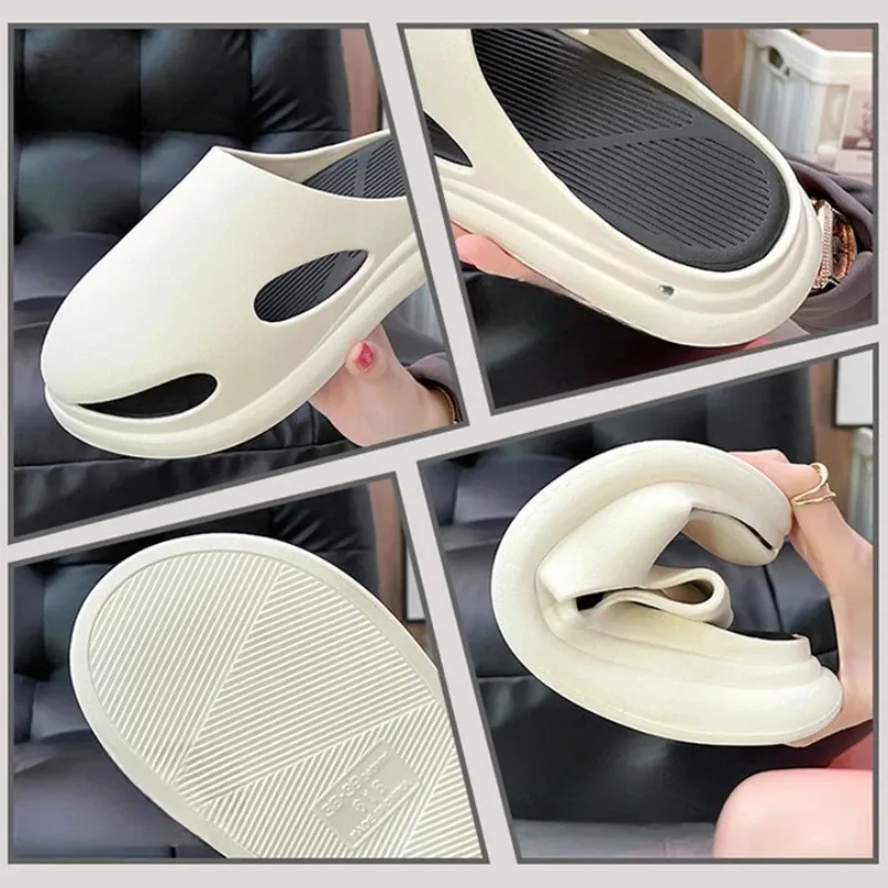 Summer White Blue New Style Men's Slippers with A Feeling of Stepping on Poop for Comfortable Style Outdoor Wear Indoor Home