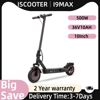 Monopattino Elettrico per Adulti ISCOOTER I9MAX con Motore da 500W, Batteria 36V10AH, Pneumatici Solidi da 10 Pollici