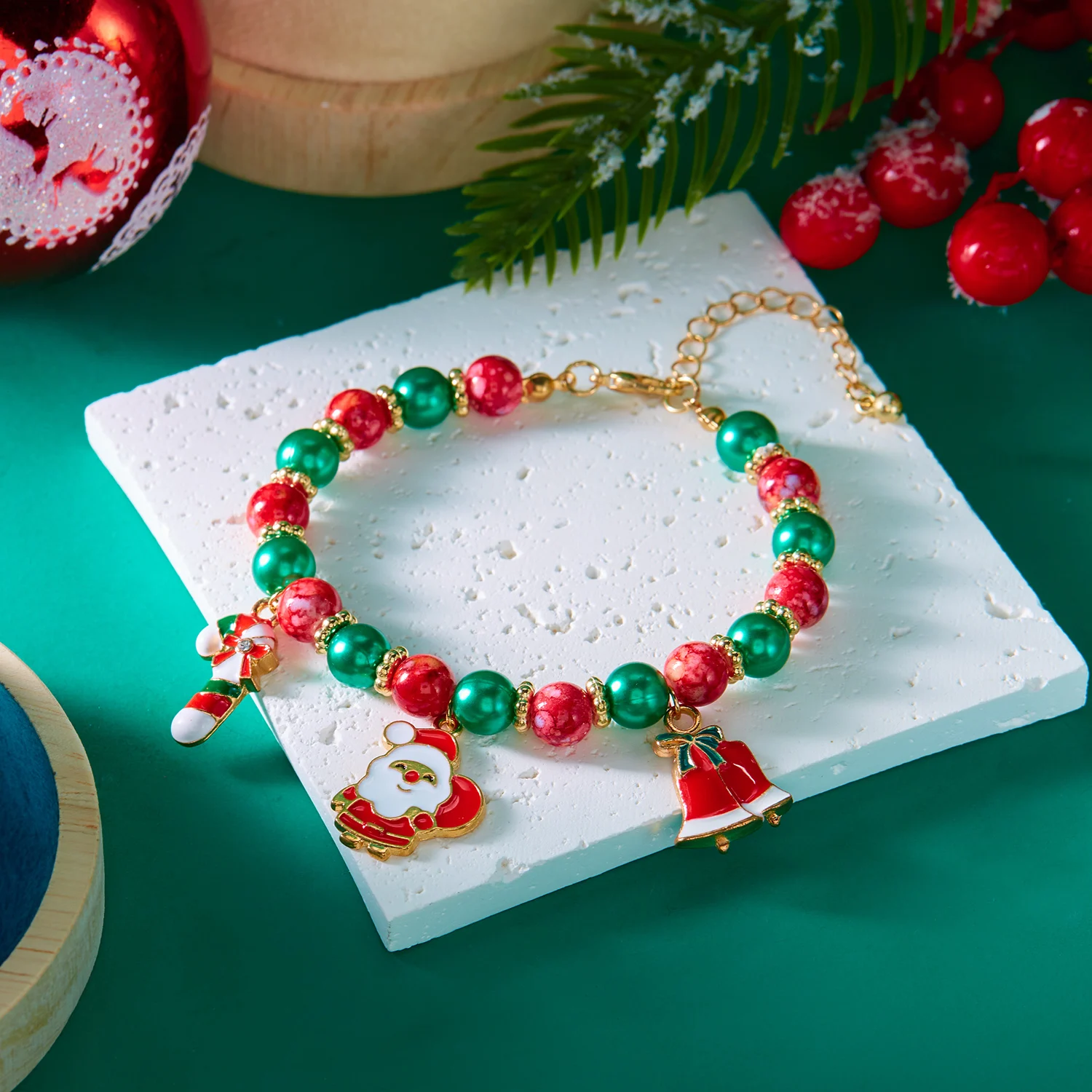Klassische Weihnachten bunte Perlen Armbänder für Frauen niedlichen Weihnachts mann Weihnachts baum Schneemann Anhänger Armbänder Freundschaft Schmuck – Detail 24