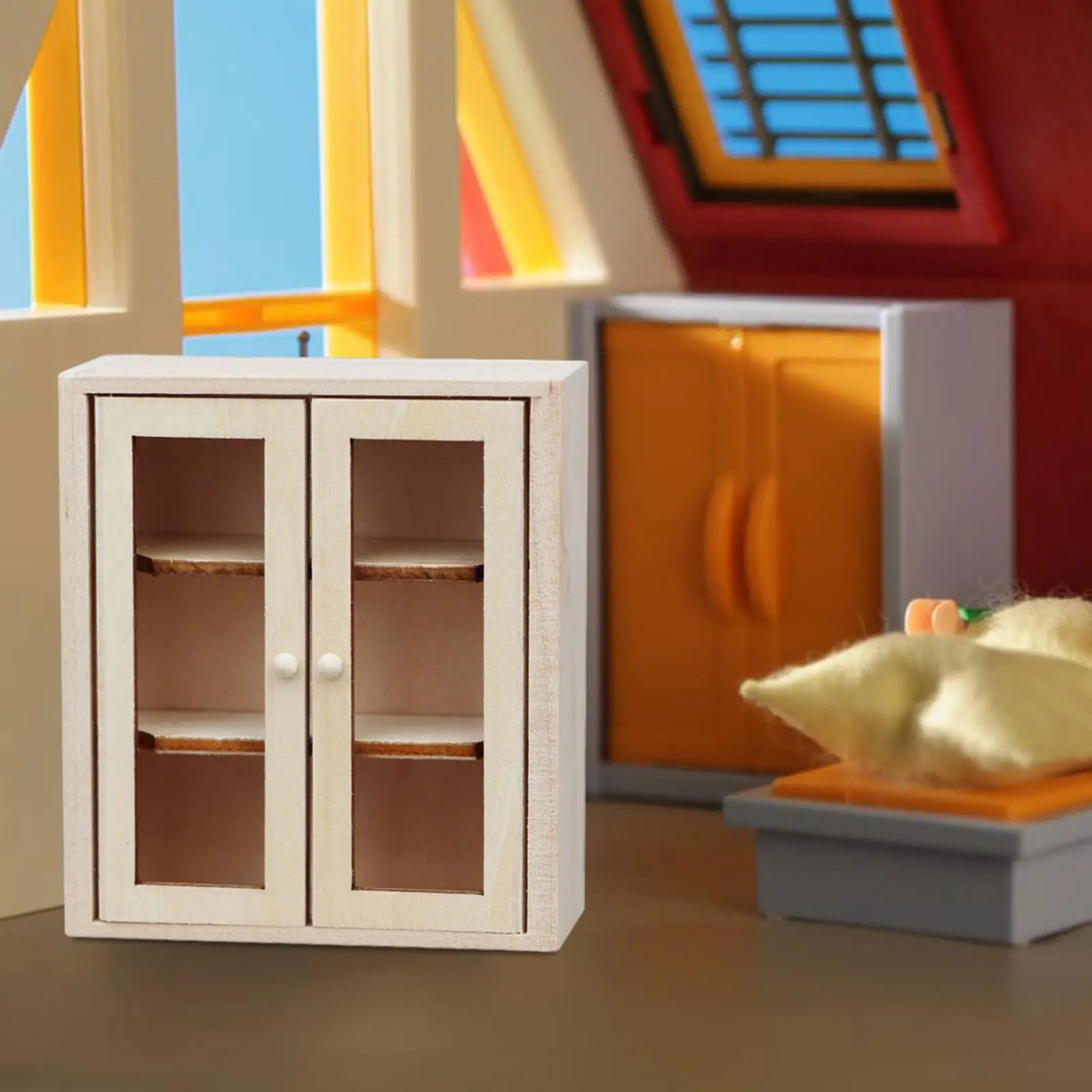 

Деревянный шкаф для кукольного домика 1:12, миниатюрная мебель, комнатный Ландшафтный Декор