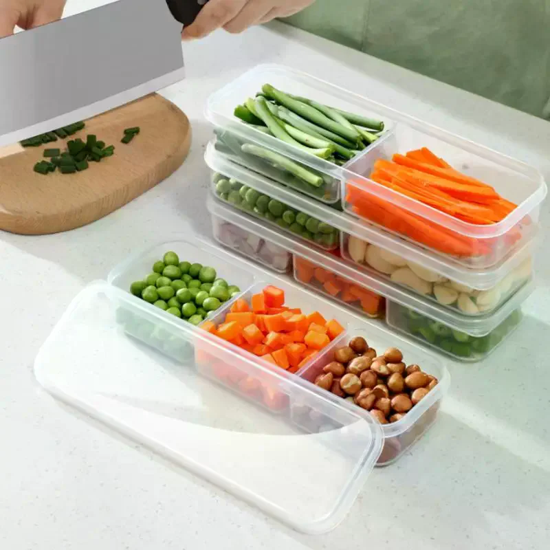 Boîte de rangement pour réfrigérateur, bac à légumes pour repas emballés, plastique de qualité alimentaire scellé, viande congelée, stockage réfrigéré à 2/3 compartiments 1 Boîte de rangement pour réfrigérateur, bac à légumes pour repas emballés, plastique de qualité alimentaire scellé, viande congelée, stockage réfrigéré à 2/3 compartiments 1