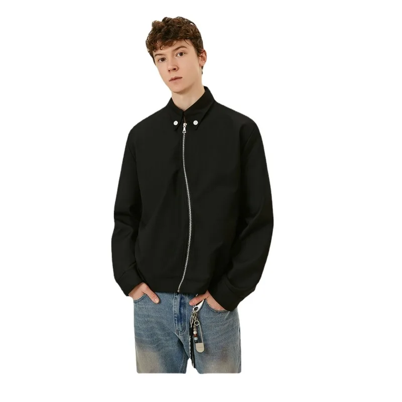 

Spring and Summer Street High-Grade Special-Interest Design Oblique Zipper Lapel Thin Jacket for Men