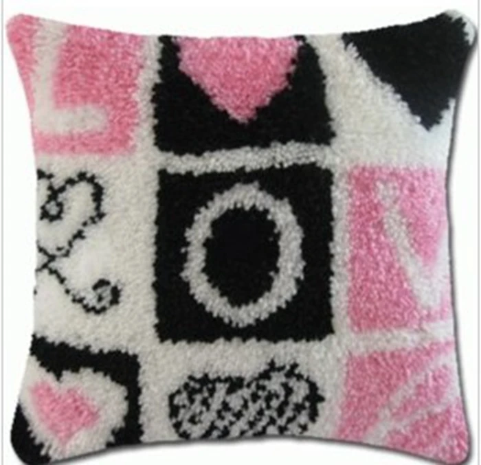 Love & Heart Latch Hook Cushion Kits Pillow Case Crochet Hobby & Crafts DIY Yarn for Embroidery Cushion Cover Sofa Bed Pillows carpet embroidery kit