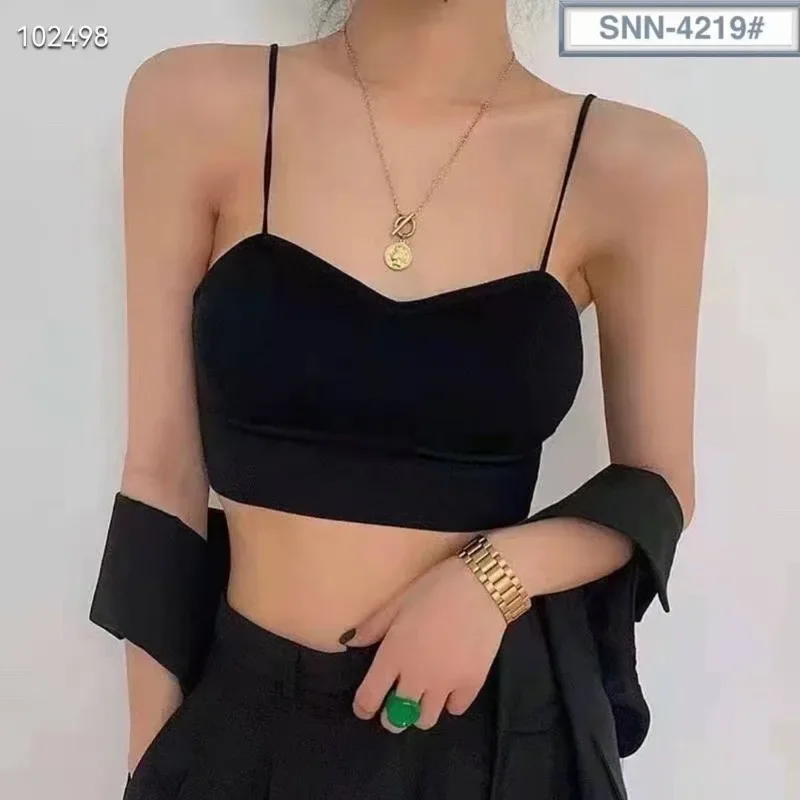 

The New Korean Version of Summer Wrapped Chest Simple Short Bra with Halter Hollowed Out Back To Wear Underwear