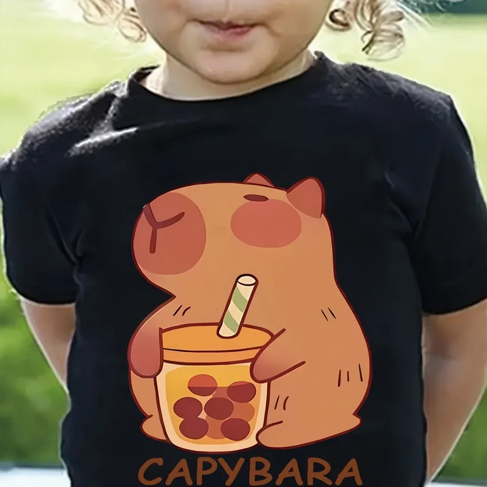 Kids Clothes Summer Capybara Graphic T Shirts O-Neck Clothing for Girls Short Sleeve Children T-Shirt Fashion Tops Child T Shirt 3