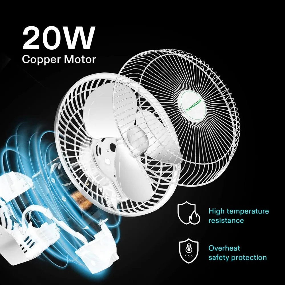 AeroWave A6 Grow Tent Clip Fan, Patented Portable Auto Oscillating Fan 6" with 2-Speed, Strong Airflow but Low Noise 3