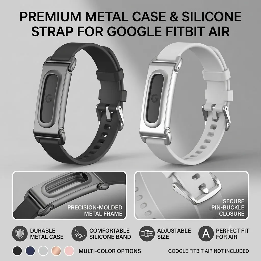 Premium Silicone Sport Strap with Metal Frame - Adjustable and Secure Wristband Accessory
