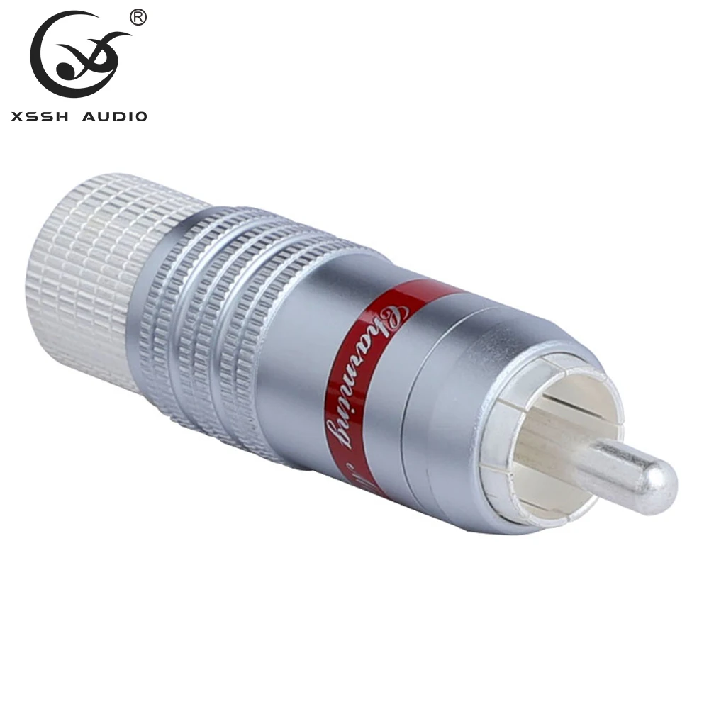 

8pcs RCA XSSH YIVO Hi-End HIFI DIY OEM ODM Brass Silver Plated Male Audio Video RCA Plugs Connector Jack for 8mm Max Cable Cord