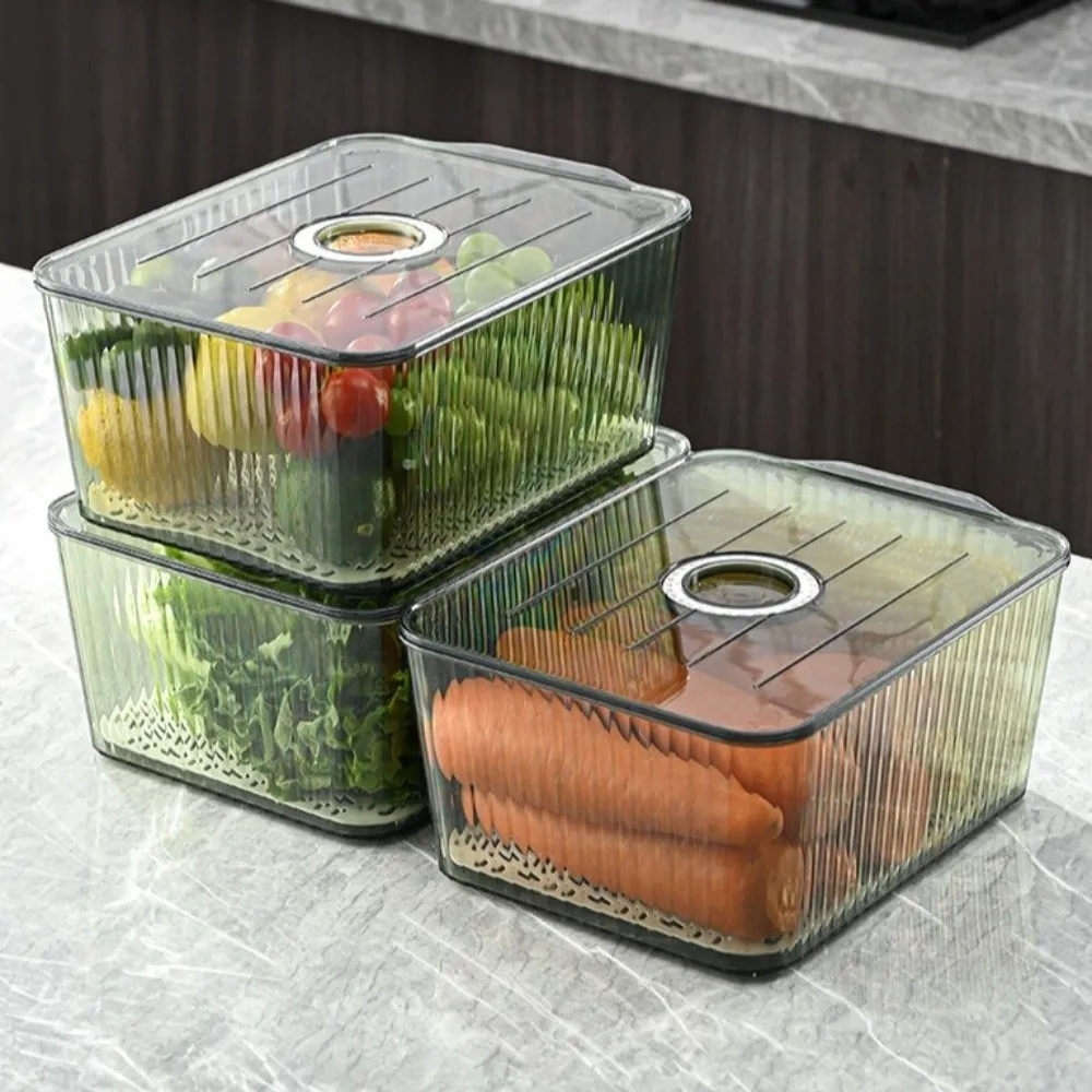 Food-Grade Refrigerator Storage Box Transparent Stackable Fridge Egg Holder Plastic Timing Fresh Kitchen Organizer Camping