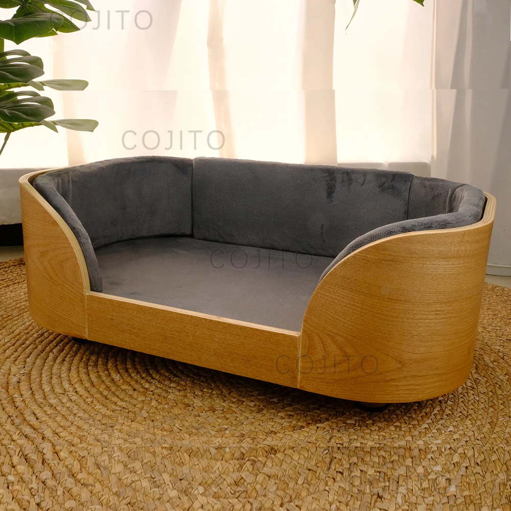 Luxury XL Round Wooden Pet Bed Animal Pattern Breathable And Warm For Dogs For Humans