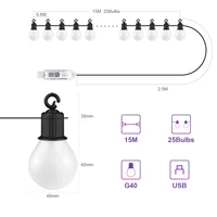 Smart WIFI and Bluetooth G40 LED Bulb String 15M/30M USB Festoon Fairy Lights Room Outdoor Garden Camping Decor Garland Light - Image 2