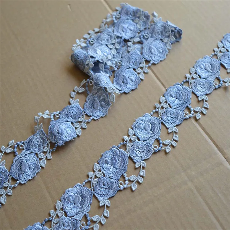 

12Yards 5cm Width Shiny Grey Blue Flower Venise Diy Venice Lace Clothing Accessories Of Various Garment,Bra.Skirt