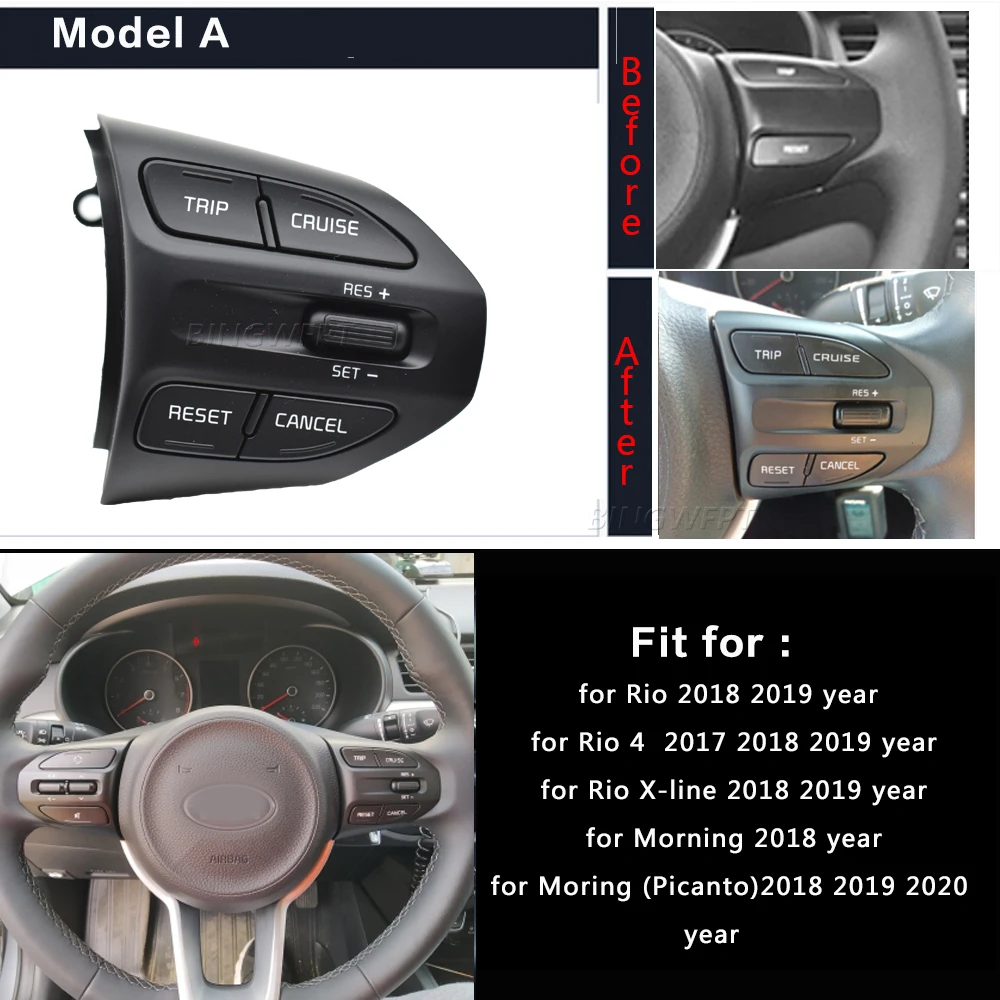 For Kia RIO K2 Picanto 2017 2018 RIO X LINE Steering Wheel Buttons Phone Volume