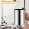 2Pcs Chopstick Holder Stainless Steel Utensil Container Large Capacity Kitchen Utensil Holder with Draining Holes Rustproof 3