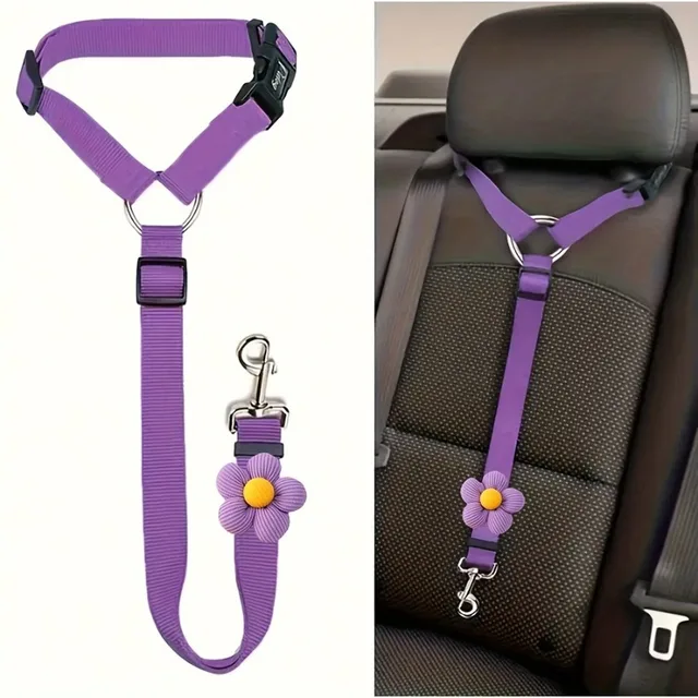 Adjustable Pet Safety Seatbelt Leash for Dogs and Cats - Convenient Car Headrest Tether, Retractable Pet Lead for Home Travel 3