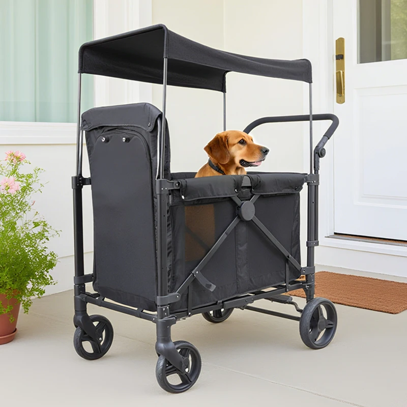 Multifunctional with Detachable Canopy 4 Wheeled Dog and Cat Large Pet Stroller 0