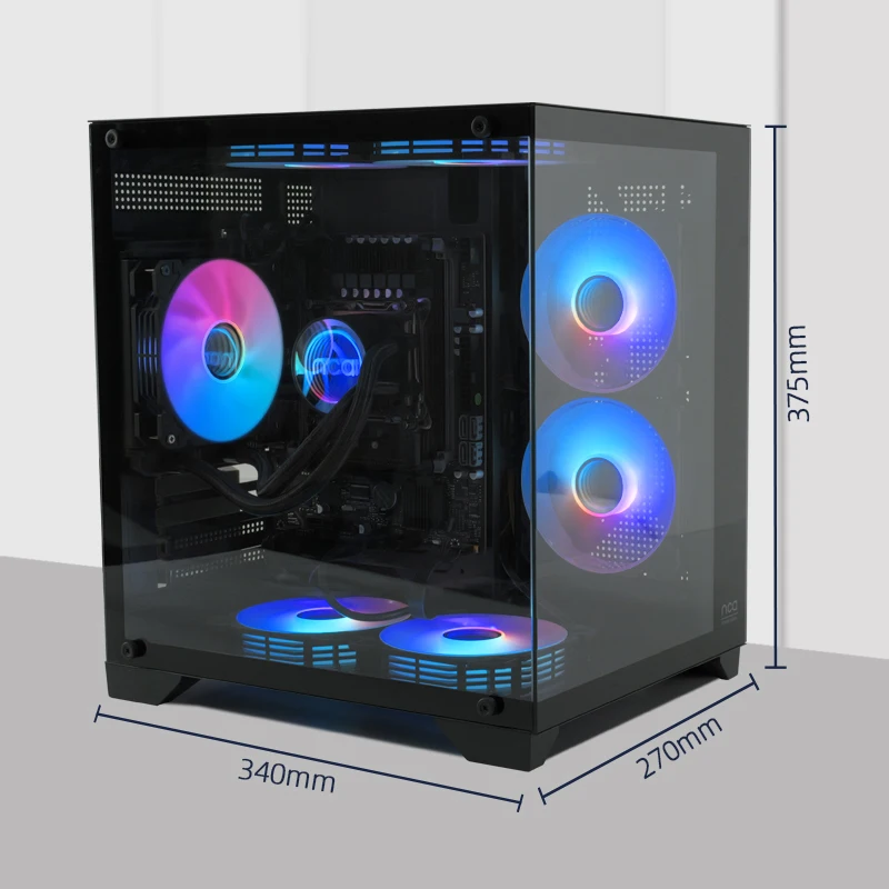 MANMU PC Case Sea View Room Gaming Computer Desktop M-ATX Motherboard 240 Double-Sided Tempered Glass PC Gamer Cabinet