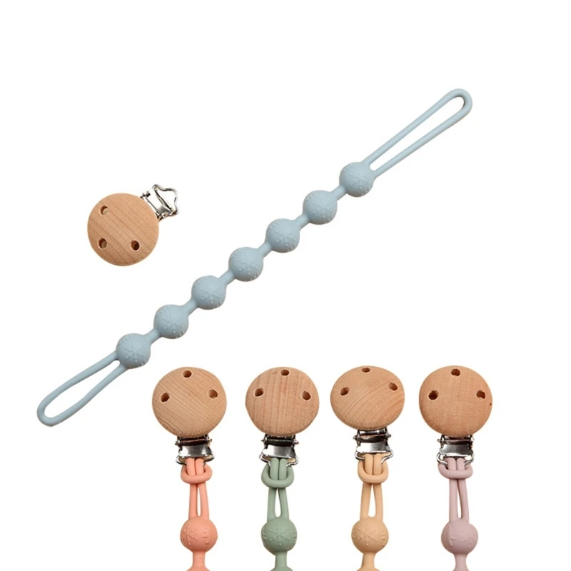 

Silicone Pacifier Clip Holder Strap with One-piece Design, Beech Dummy Nipple Clip Shower Gift for Baby Boys Girl BX0D