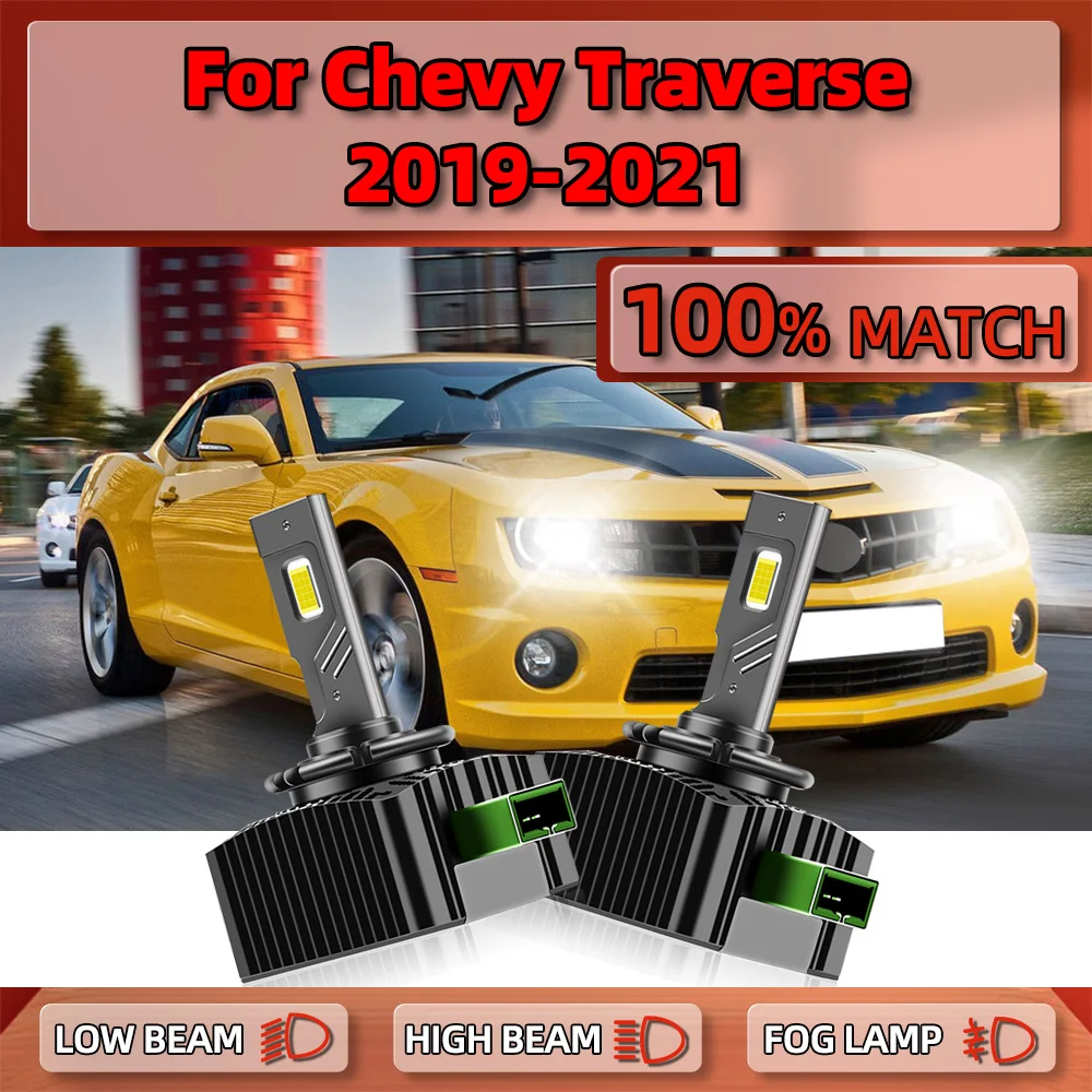 

2Pcs D3S HID Xenon Light Bulb 120W 25000LM Car LED Headlight 6000K Auto Xenon Headlamp For Chevy Traverse 2019 2020 2021
