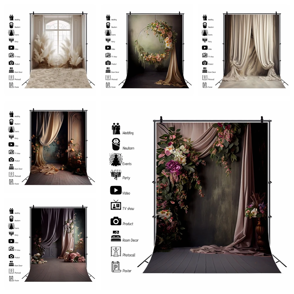 Photo Backdrop Wedding Backdrop for Photography Vintage Wall Curtain Flower Bridal Shower Pregnant Art Photo Background Decor Photo Studio Prop
