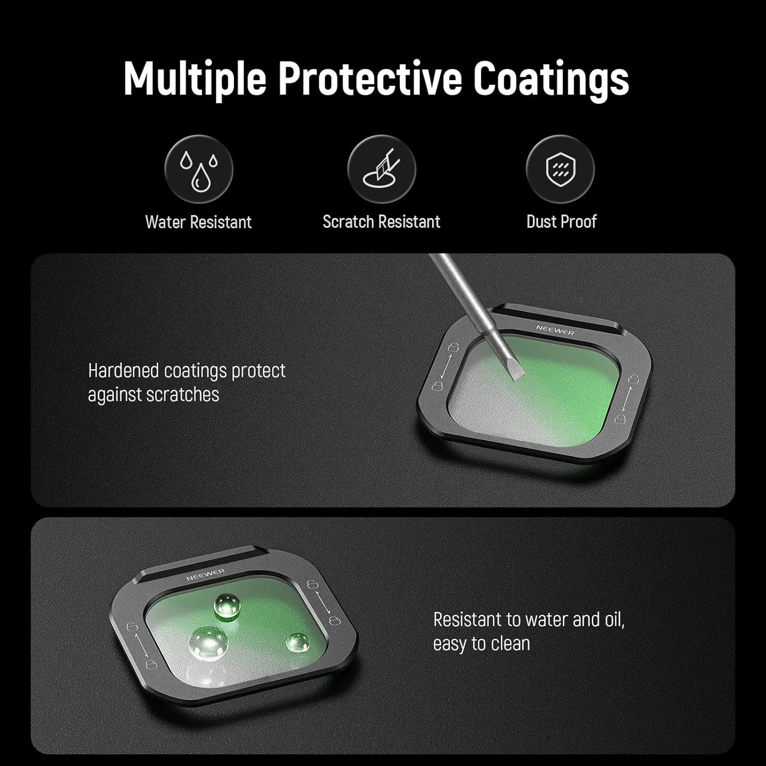 NEEWER 1/4 Black Diffusion /ND8/ND16/ND84 Phone Lens Filter, Quick Release Mist Filter For iPhone 16 Pro /Pro Max Phone Cage 5