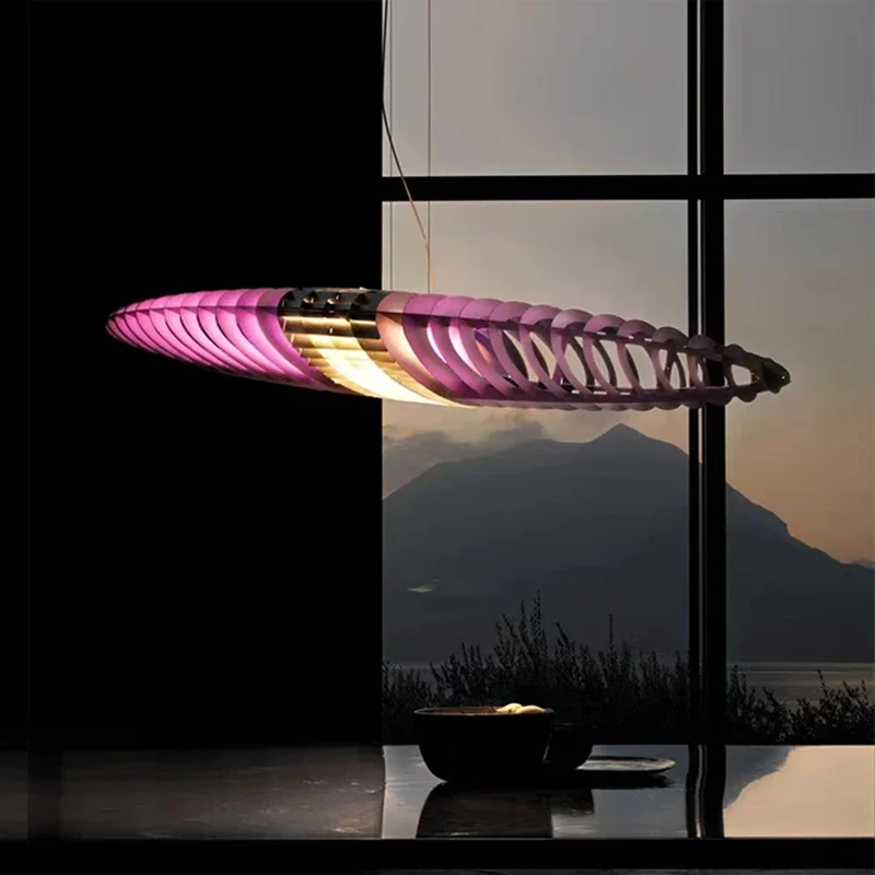 

Creative Restaurant Chandelier Designer Titania Pendant Lamp Hotel Living Room Dining Table Decor LED Spaceship Hanging Light