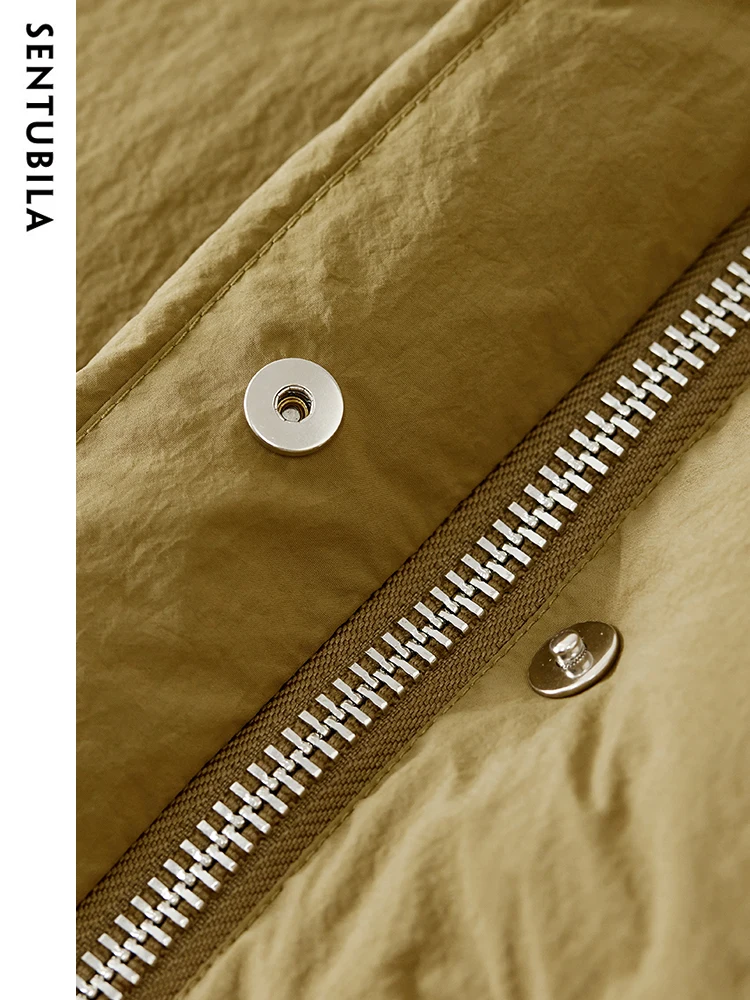 SENTUBILA Women's Fashion Down Coat Winter Mid Length White Duck Down Jacket 2023 Windproof Warm Classic Puffer Jacket W34Y49572