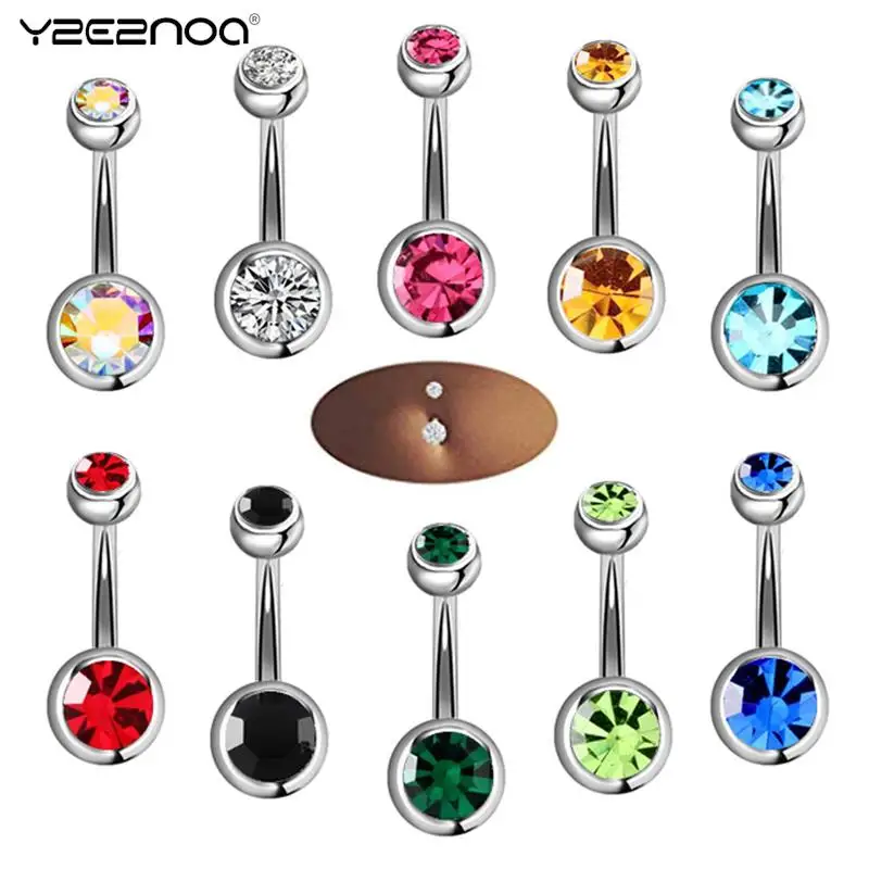 5/10/15/20pcs/lot Piercing Surgical Steel Single Crystal Rhinestone