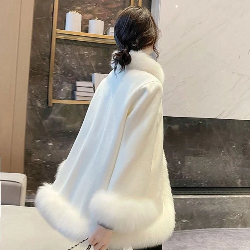 2023 Autumn Winter Women's New Youth Fashion Thickened Loose Cloak Shawl Imitation Plush Fur Coat
