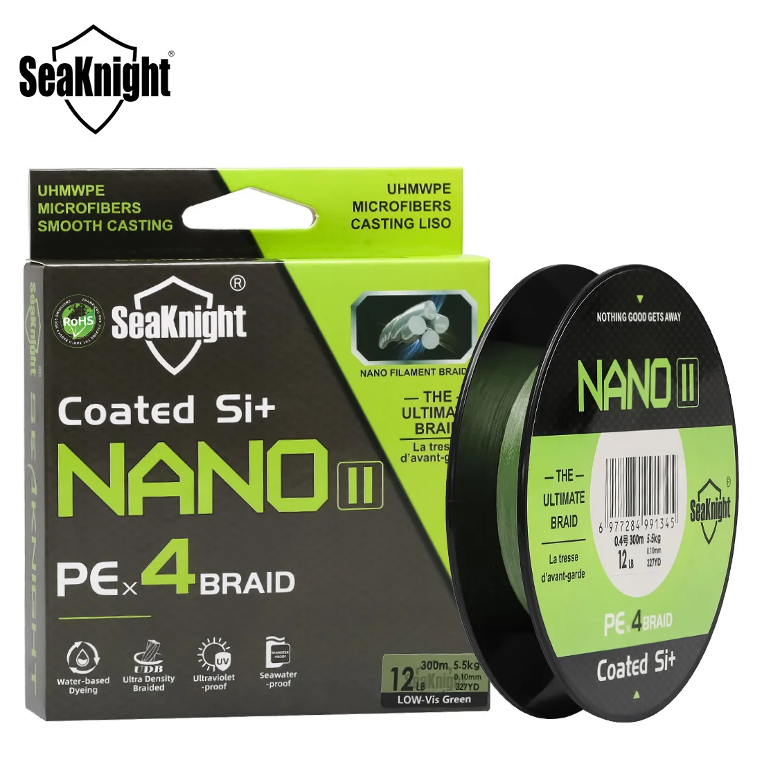 Ligne de pêche SeaKnight NANOII 4 brins PE anti-UV et eau salée - Diamètre ultrafine haute performance