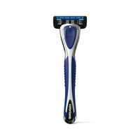 Colorlamb Blue Silver Men Razor for Shaving Man Barber Tool Classy Manual Shaver with 5 Layer Blades Cartridge