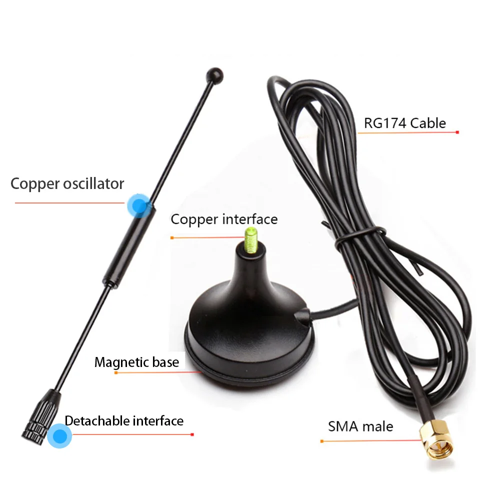 433MHz 7dBi hight 이득 무 지향성 안테나 스마트 홈 데이터 전송 인터폰 LORA 모듈 용 마그네틱베이스 10ft 케이블