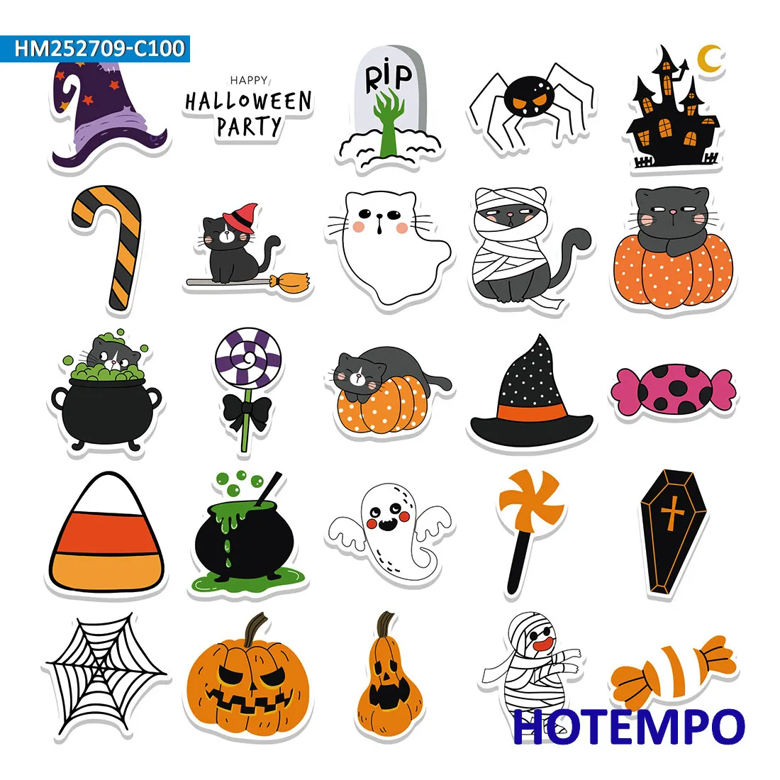 Halloween Aufkleber Set, Cartoon Schloss Monster Geist Fledermaus Hexe, Geeignet für Dekoration, Laptop, Auto, Telefon, Motorrad, Sammelalbum, Gepäck, Lustiges Sticker-Paket, 100 Stück – Detail 2
